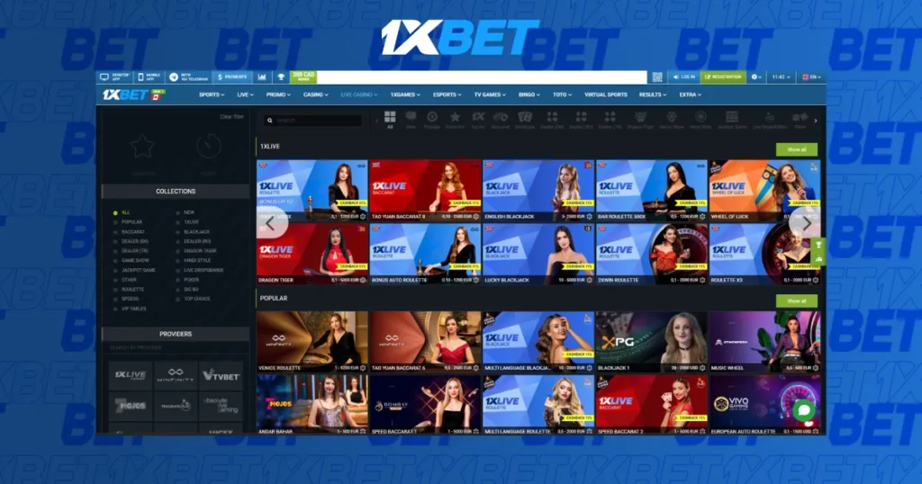 Games with live dealers at 1xBet Malaysia