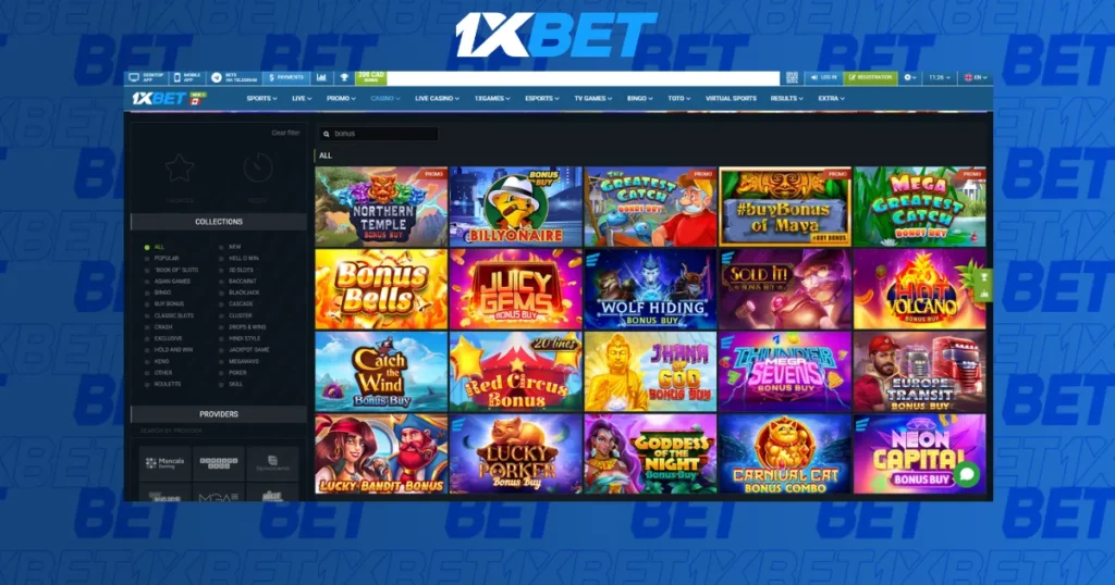 Variety of games in 1xBet Online Casino in Malaysia