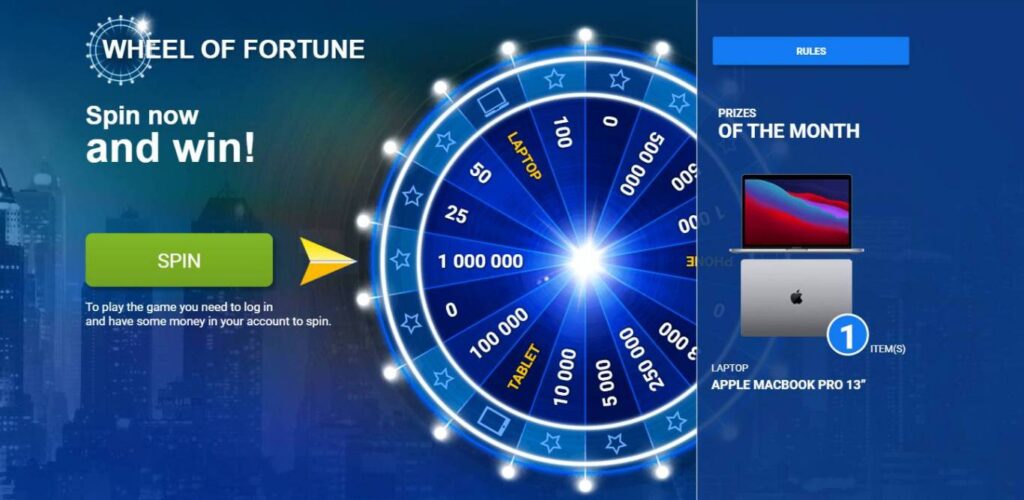 1xBet wheel of fortune Indonesia