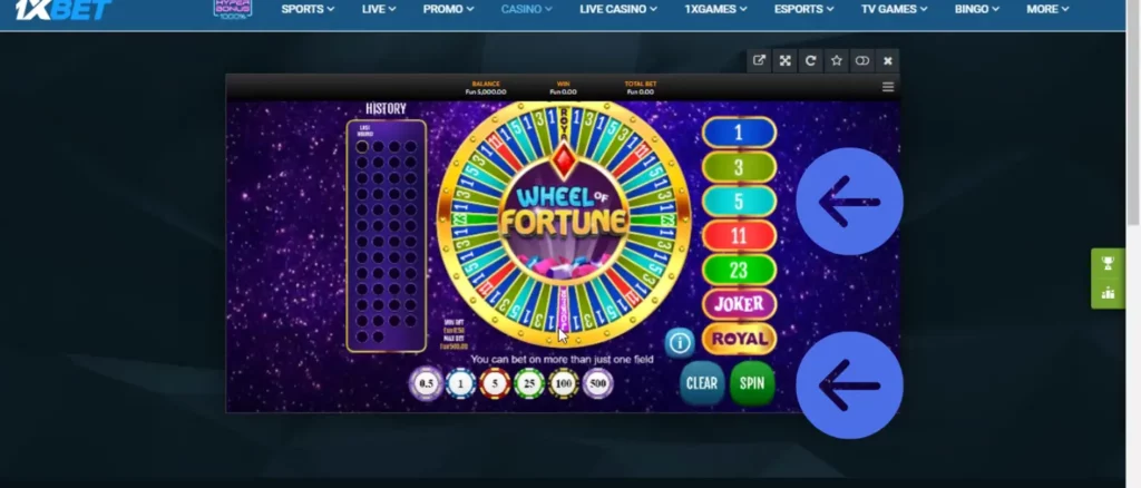 1xBet Cách chơi Wheel of Fortune Việt Nam